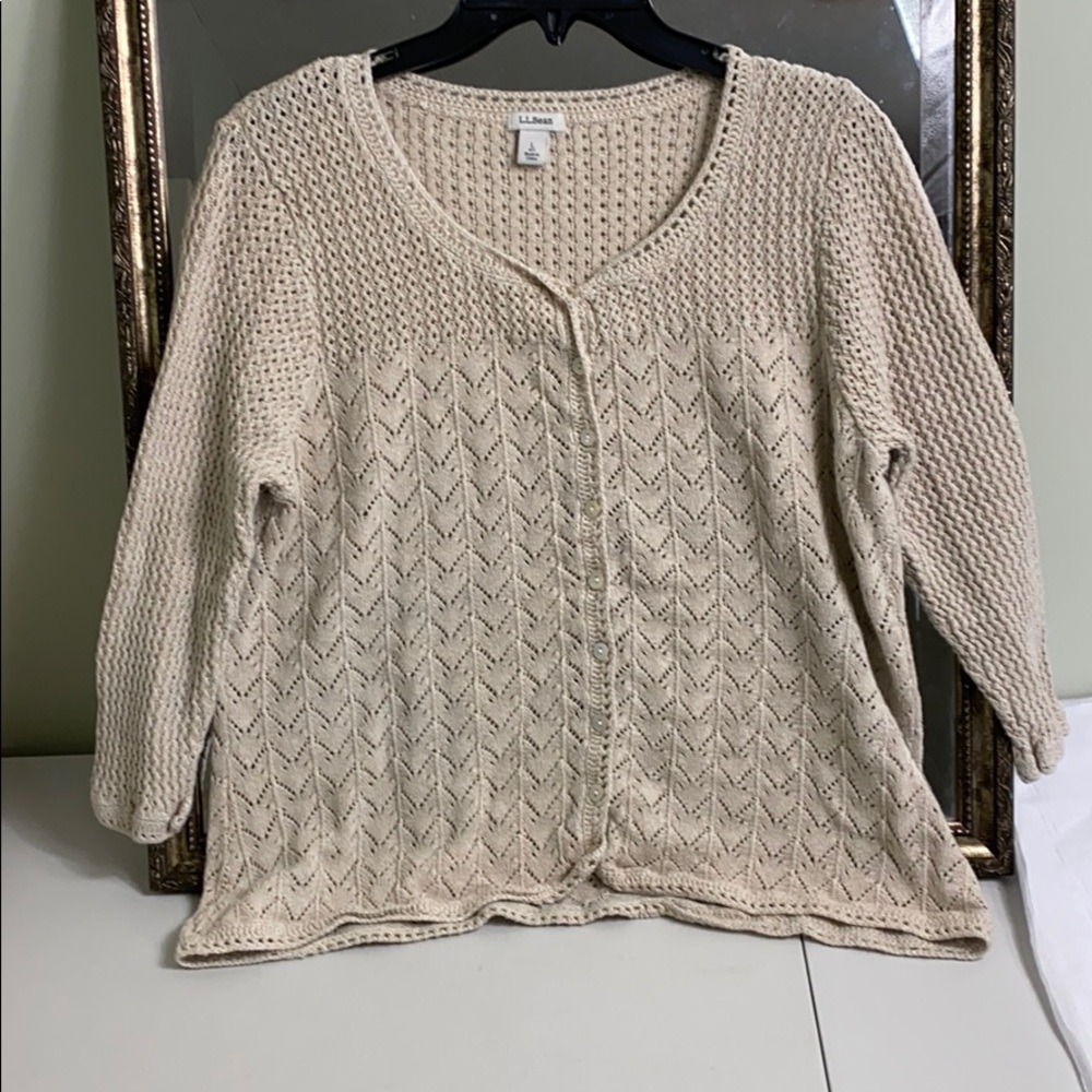 LL Bean linen blend open weave cardigan si…